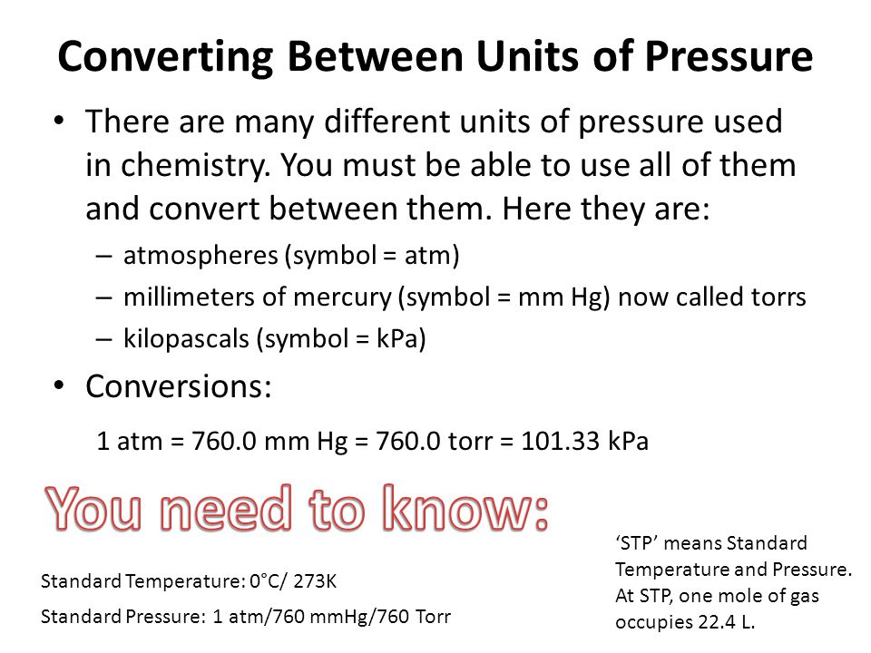 Converting Between Units of Pressure - ppt download