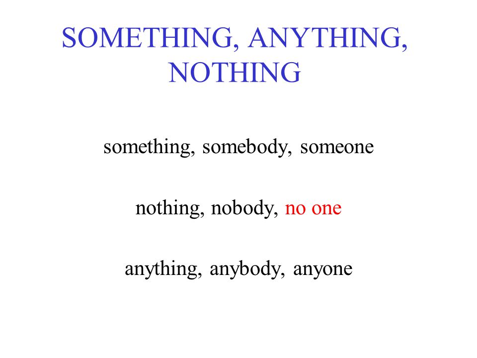 Something anything anything anybody someone