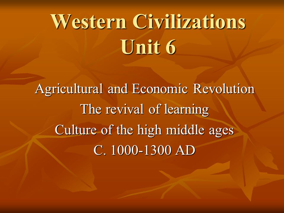 the agricultural revolution of the high middle ages