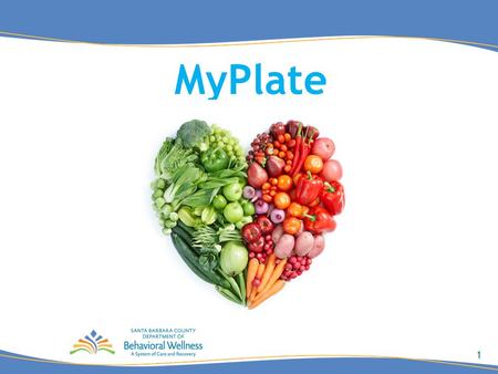 1 MyPlate. 2 Learning Objectives Create familiarity with each component of MyPlate (fruits, vegetables, grains, protein, dairy) Demonstrate how much of.
