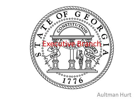 Executive Branch Aultman Hurt. Executive Branch Overview Largest branch in Georgia Was established in the Fifth Article of the Georgia Constitution Involves.