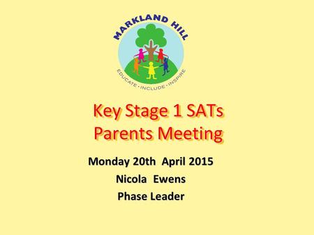 Key Stage 1 SATs Parents Meeting Monday 20th April 2015 Nicola Ewens Phase Leader.