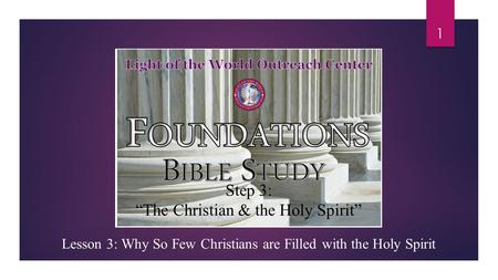 Step 3: “The Christian & the Holy Spirit” Lesson 3: Why So Few Christians are Filled with the Holy Spirit 1.