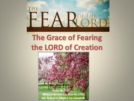 The Grace of Fearing the LORD of Creation. God is gracious in all He does! Eph. 1:3-14, James 1:12-18, esp. 1:17. God is gracious in all He does! Eph.