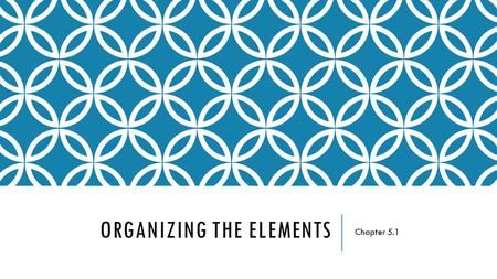 ORGANIZING THE ELEMENTS Chapter 5.1. THE IMPORTANT QUESTIONS WHY DID WE NEED TO ORGANIZE THE ELEMENTS?! HOW DID MENDELEEV ORGANIZE THE ELEMENTS? WAS WHAT.
