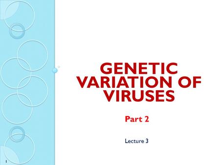 GENETIC VARIATION OF VIRUSES Part 2 Lecture 3 1. Types of Viral Mutation A. Point Mutations Point mutations occur when a single nucleotide is changed.
