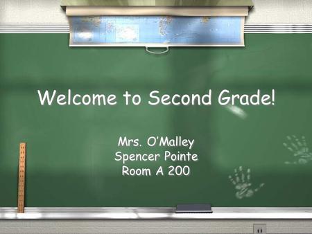 Welcome to Second Grade! Mrs. O’Malley Spencer Pointe Room A 200 Mrs. O’Malley Spencer Pointe Room A 200.
