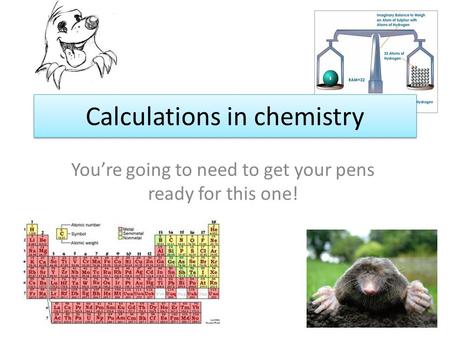You’re going to need to get your pens ready for this one! Calculations in chemistry And quickly finishing off metallic structures.
