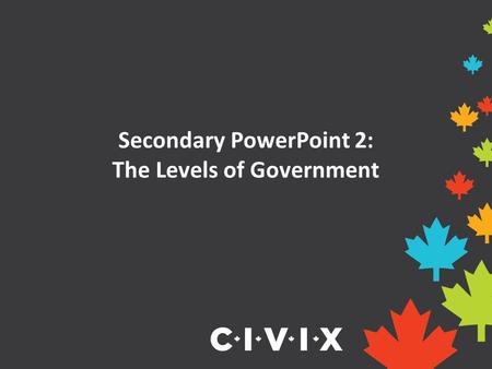 Secondary PowerPoint 2: The Levels of Government.