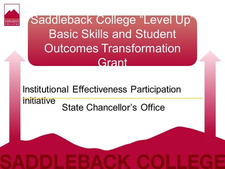 Saddleback College “Level Up” Basic Skills and Student Outcomes Transformation Grant Institutional Effectiveness Participation Initiative State Chancellor’s.