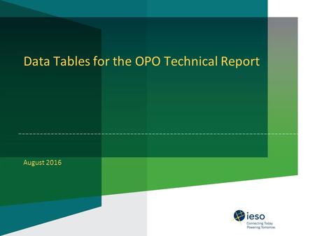Data Tables for the OPO Technical Report August 2016.