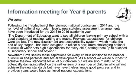 Welcome! Following the introduction of the reformed national curriculum in 2014 and the removal of national curriculum levels, new statutory assessment.