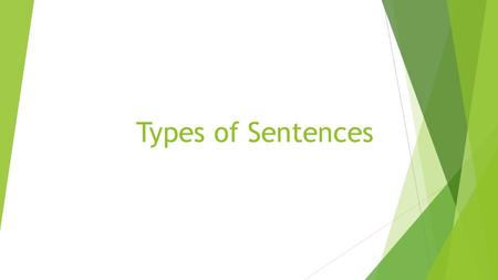 Types of Sentences. Learning Goals  Students will be able to identify and write declarative, interrogative, imperative or exclamatory sentences.  Students.
