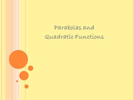 Parabolas and Quadratic Functions. The x coordinate of the vertex can be found using as well. This is the easier method for finding the vertex of.