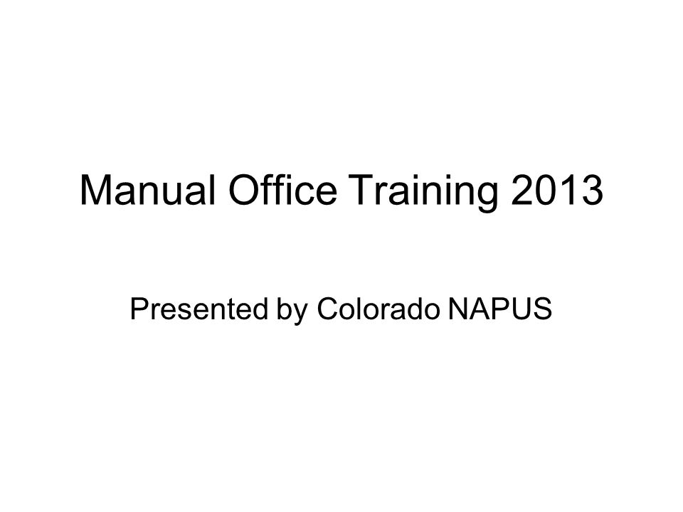 Manual Office Training ppt video online download