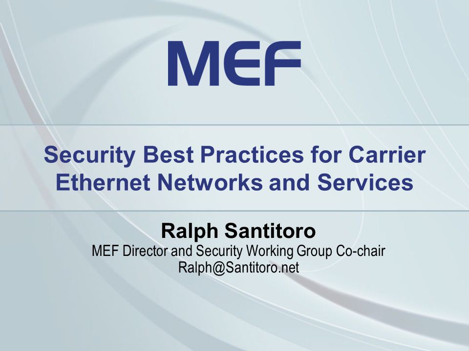 Security Best Practices for Carrier Ethernet Networks and Services - ppt  video online download