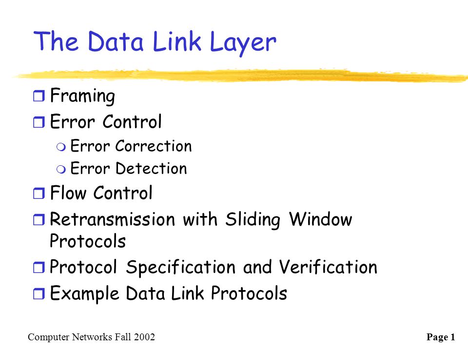 data link layer framing error control amount control