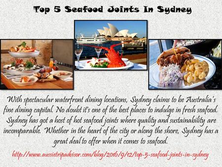 Know Top 5 Seafood Joints in Sydney by Aussie Trip Advisor