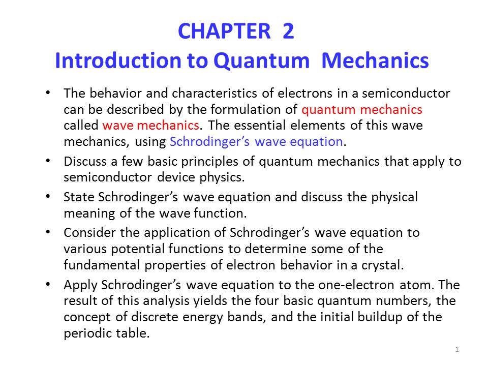 CHAPTER 2 Introduction to Quantum Mechanics - ppt download