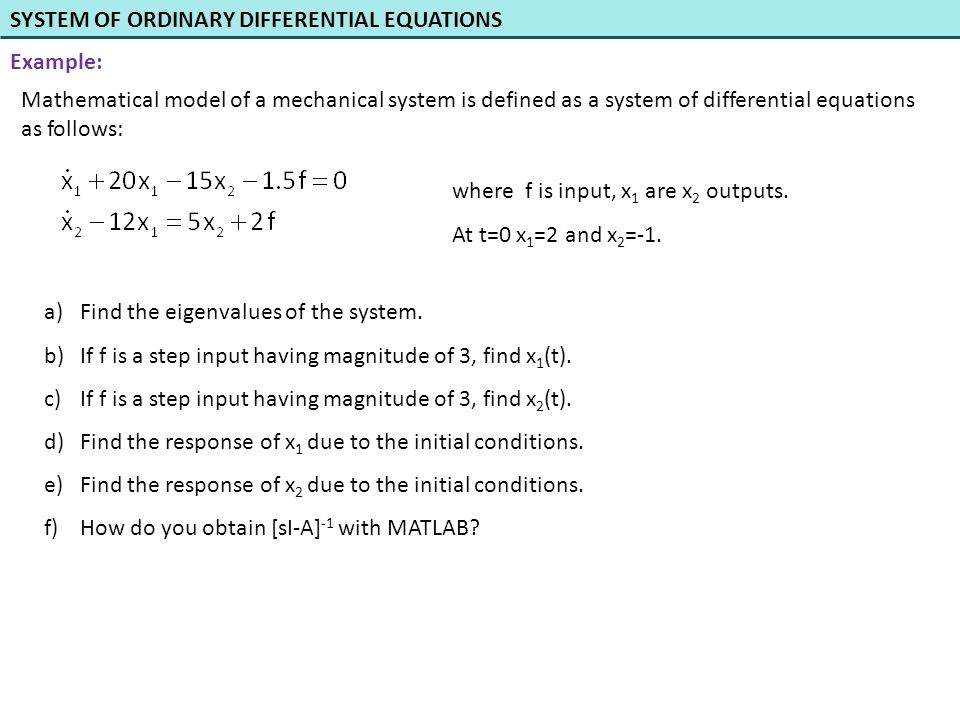 Differential equations examples ordinary systems of