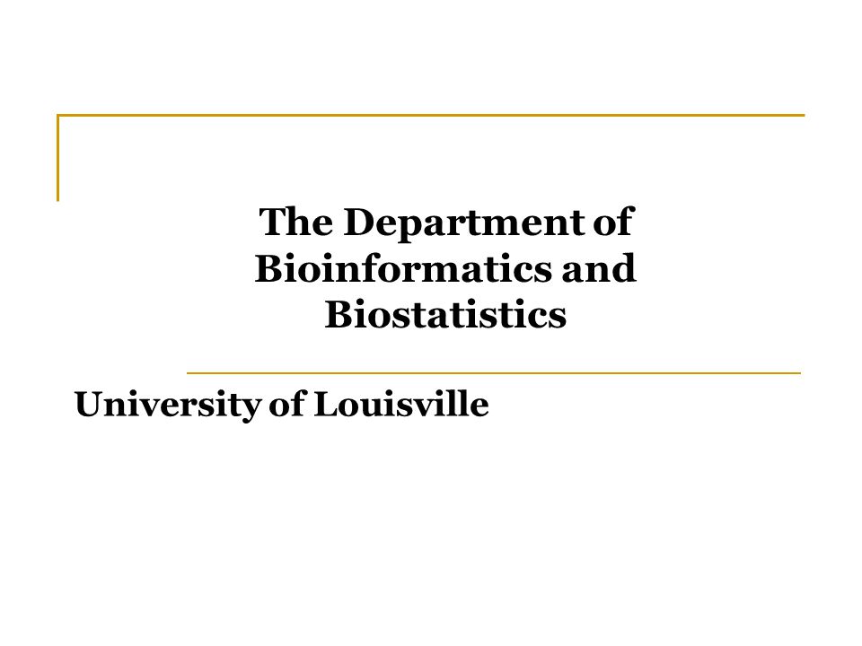 University of Louisville The Department of Bioinformatics and