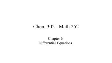 Chapter 6 Differential Equations