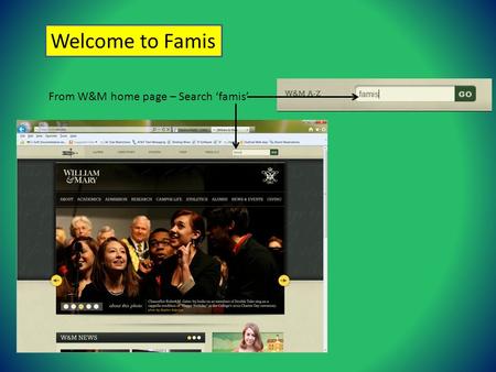 Welcome to Famis From W&M home page – Search famis.