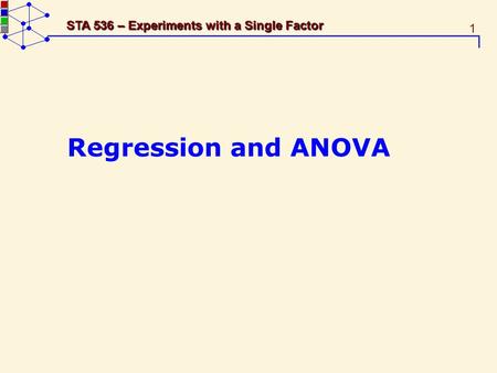 1 STA 536 – Experiments with a Single Factor Regression and ANOVA.