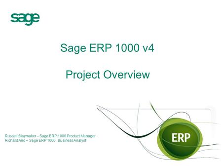 Sage ERP 1000 v4 Project Overview