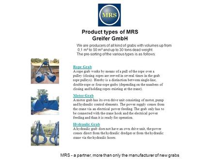 Product types of MRS Greifer GmbH