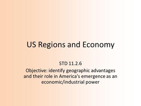 US Regions and Economy STD
