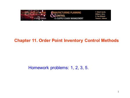 Chapter 11. Order Point Inventory Control Methods