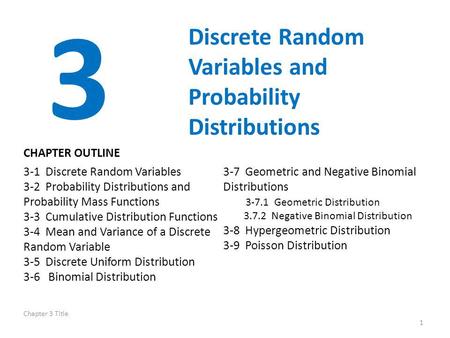 3 Discrete Random Variables and Probability Distributions