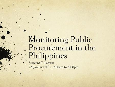 Monitoring Public Procurement in the Philippines