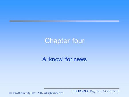 Chapter four A know for news. Introduction – the aims of this lecture are to help you understand: Definitions of news How to recognise news How to report.