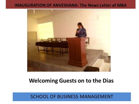 Welcoming Guests on to the Dias