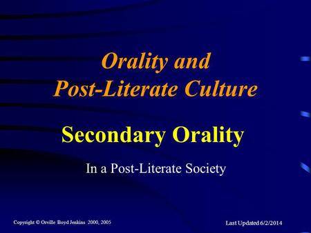 In a Post-Literate Society
