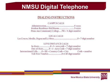 NMSU Digital Telephone