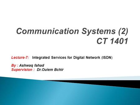 Communication Systems (2) CT 1401