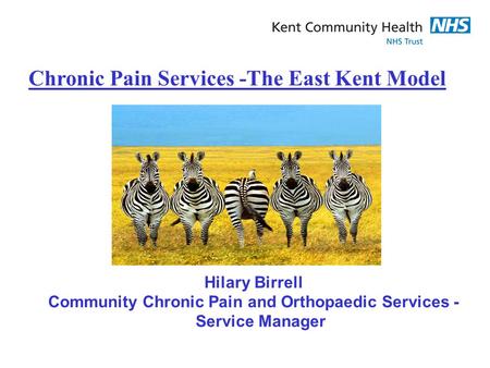 Chronic Pain Services -The East Kent Model