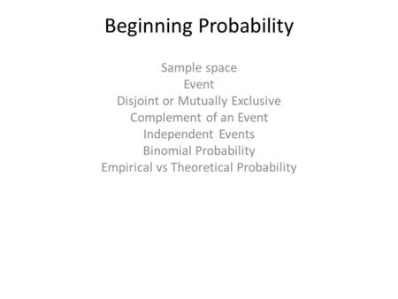 Beginning Probability