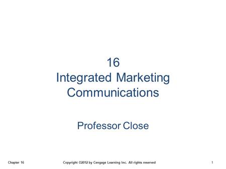 16 Integrated Marketing Communications
