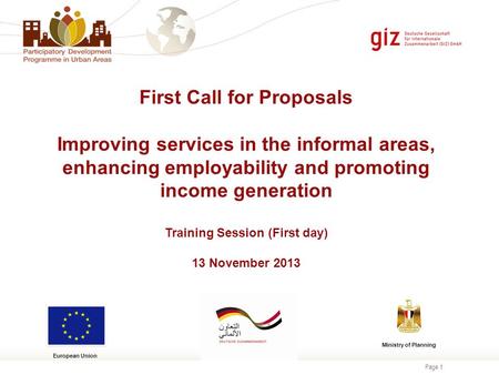 First Call for Proposals