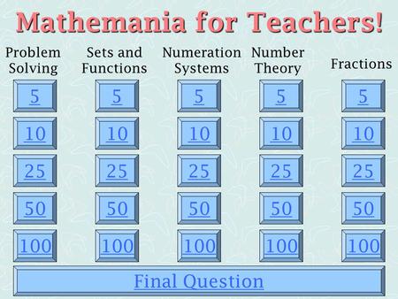 Mathemania for Teachers!