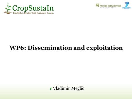 WP6: Dissemination and exploitation Vladimir Meglič.