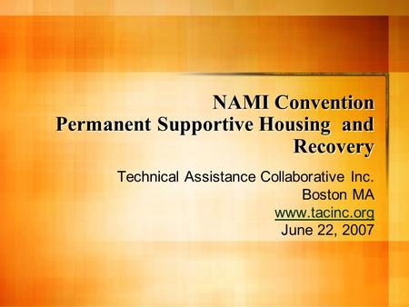 NAMI Convention Permanent Supportive Housing and Recovery