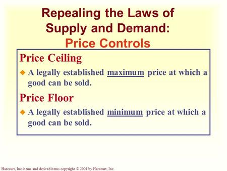 Repealing the Laws of Supply and Demand: Price Controls