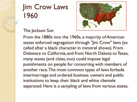 Jim Crow Laws 1960 The Jackson Sun