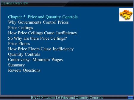 BA 210 Lesson I.6 Price and Quantity Controls