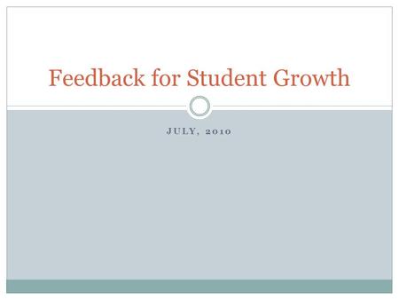Feedback for Student Growth